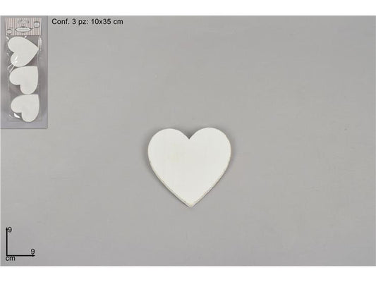 CUORE LEGNO 9CM SET 3PZ BIANCO ART.DXC16-3081/H-WHITE