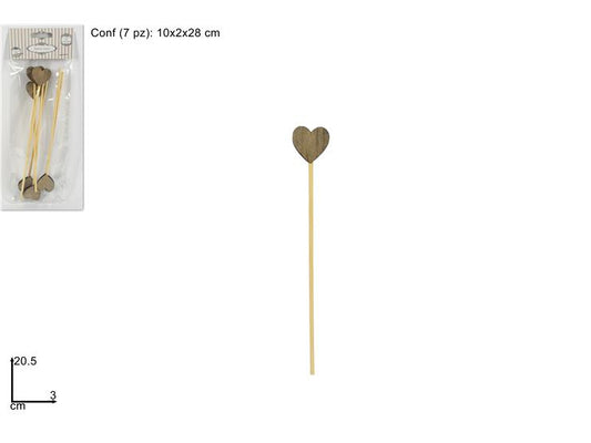 SPILLONE CUORE LEGNO 3CM SET 7PZ GRIGIO ART.DXC18-05/GREY