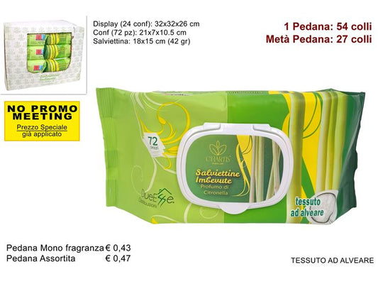 SALVIETTINE DETERGENTI 72 PZ 42 GR CITRONELLA YS-SJ1520/72-C