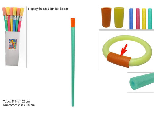 TUBO SPUGNA PISCINA CON GIUNTO 4 COL IN DISPLAY NOODLE CONNE