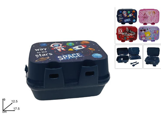 CONTENITORE PORTA PRANZO/MERENDA C/ POSATE 4ASS. TP510