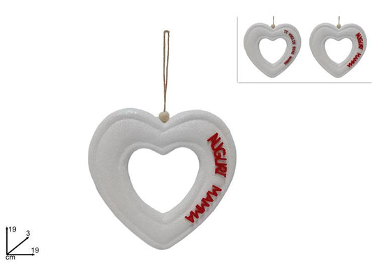 APPENDINO CUORE BIANCO GLITTERATO 19 CM FESTA DELLA MAMMA 2