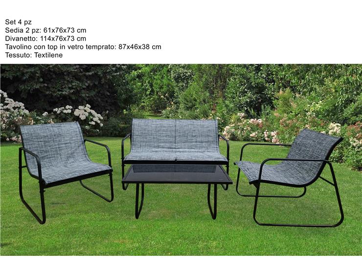 SET GIARDINO 4 PZ IN TEXTILENE GRIGIO SCURO 5985(KD) DARK GR