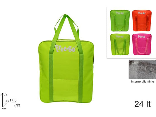 BORSA FRIGO 24LITRI CON 2 MANICI COLORI FLUO 4COLORI AL00378