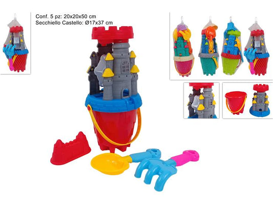 SECCHIELLO CASTELLO 17CM CON MULINO SET 5PZ ACCESSORI ASS JN