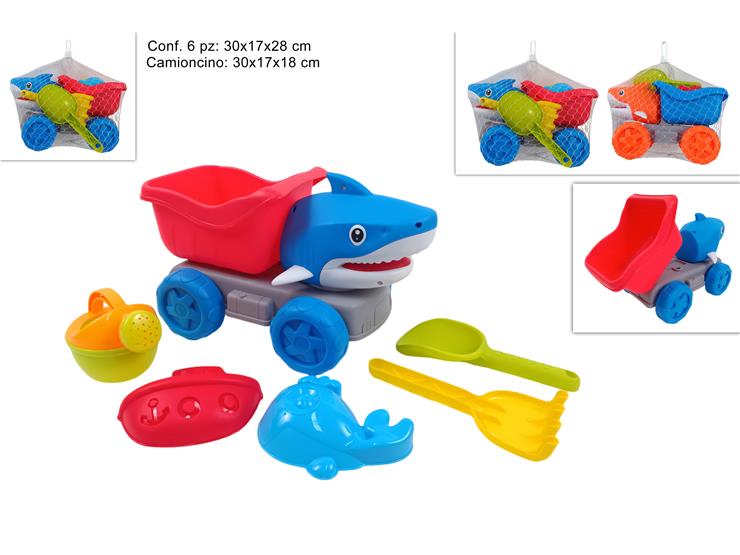 CAMIONCINO SQUALO MARE CON ACCESSORI SET 6PZ 2ASS JN000727D
