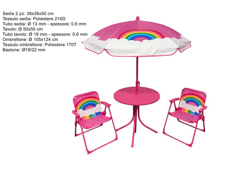 SET BIMBI 4 PZ. DEC. ARCOBALENO ROSA SYS446-PINK