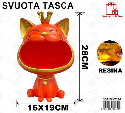 DECORAZIONE GATTO ROSSO 19x16x28CM