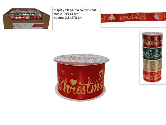 NASTRO 3.8X270CM DECORO MERRY CHRISTMAS
