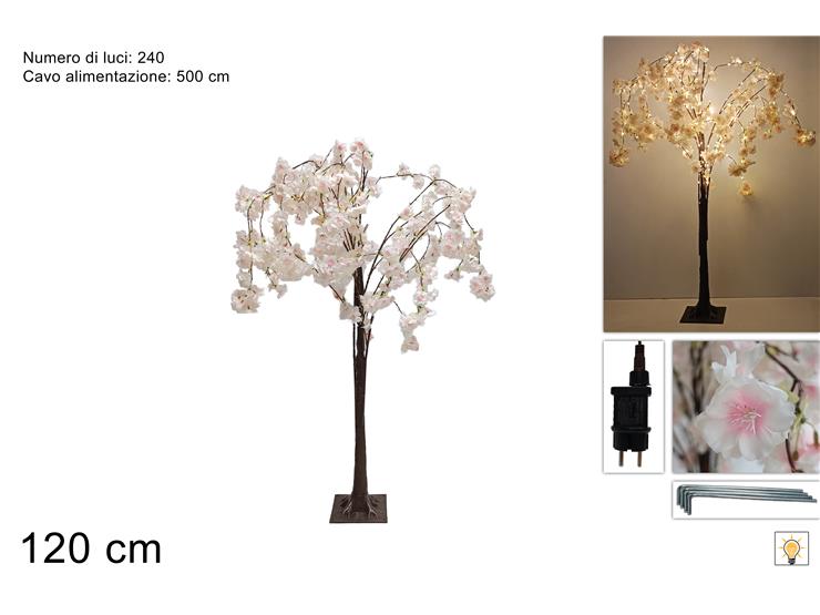 ALBERO DI FIORI DI PESCO 120CM CON LUCI DFDM-240LED-WW-IP44