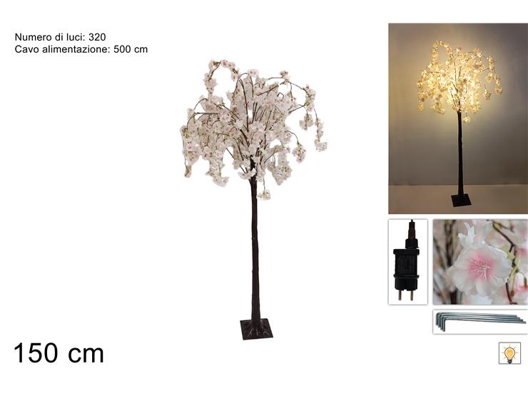 ALBERO DI FIORI DI PESCO 150CM CON LUCI DFDM-320LED-WW-IP44