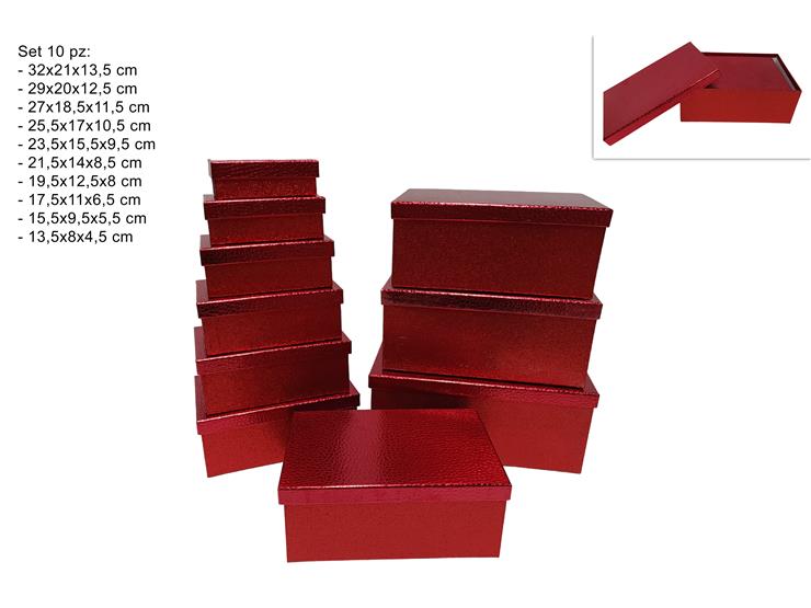 SCATOLE RETTANGOLARISET 10 PZ EFFETTO GLITTER ROSSO TB10/SPE