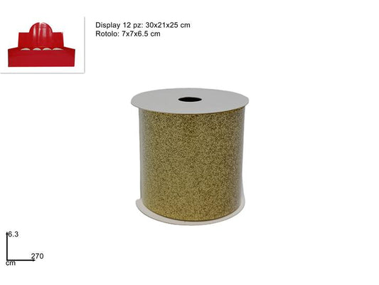 NASTRO 6.3X270 CM EFFETTO GLITTER ORO IN DISPLAY 23JK50505 G