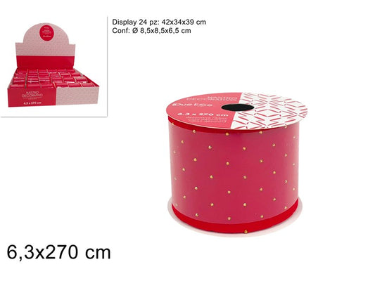 NASTRO 6.3X270 CM EFFETTO VELLUTO ROSSO CON APPLICAZIONE