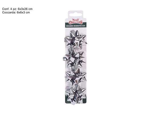 COCCARDE LUCIDE 6 CM SET 4 PZ SILVER