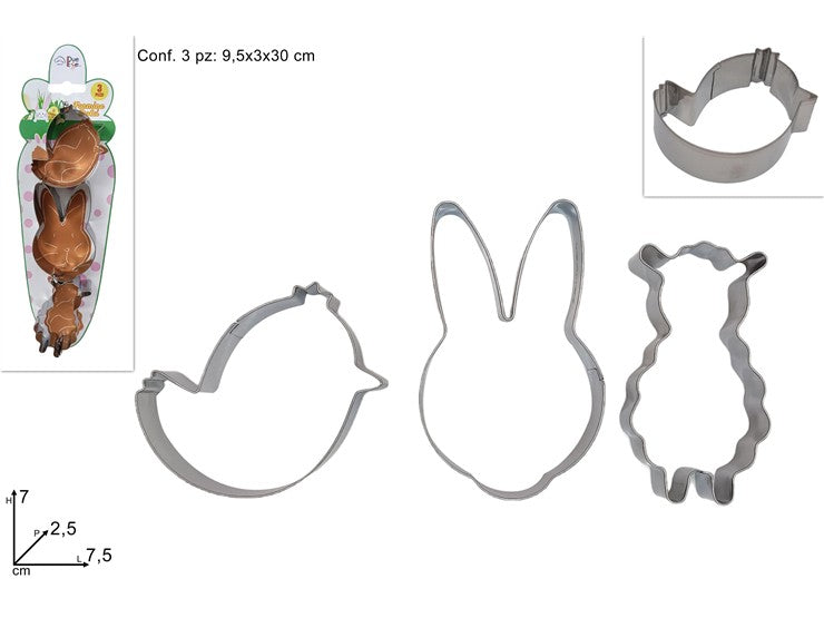 STAMPI IN METALLO SOGGETTI PASQUALI SET 3PZ SH-ES301