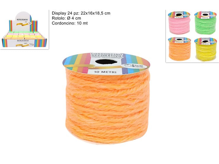 ROTOLO CORDONCINO 10MT IN LANA 4 COL. IN DISPLAY DH24-E07