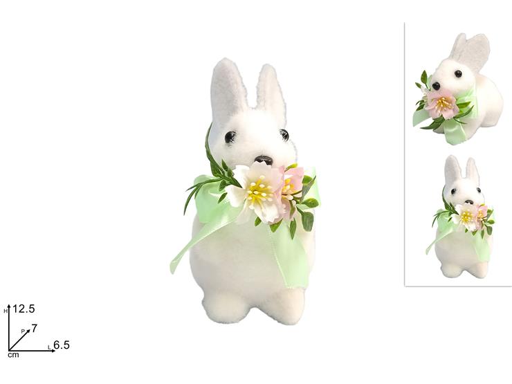 CONIGLIO 12,5 CM CON FIORE 2 ASSLX2024-1980/1981