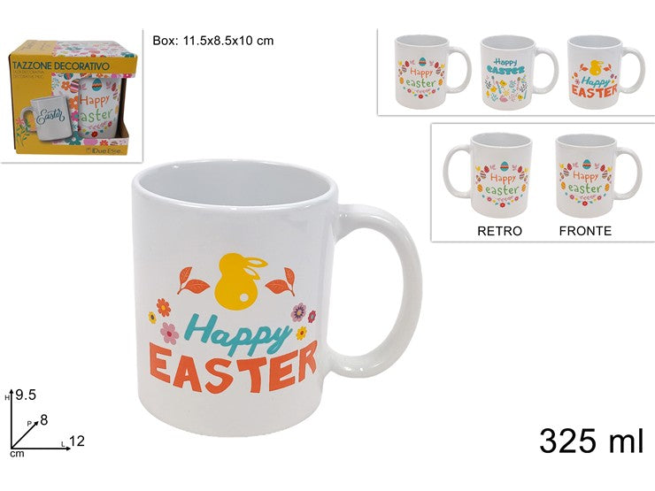 TAZZONE MUG 325ML DECORO SCRITTA PASQUALE 3ASS IN BOX