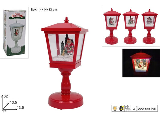 LAMPIONE 32CM ROSSO CON SOGGETTI NATALIZI CON MOVIMEN MUSICA