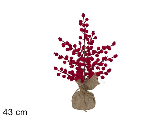 ALBERO 43CM BACCHE EFFETTO VELLUTO BORDEAUX