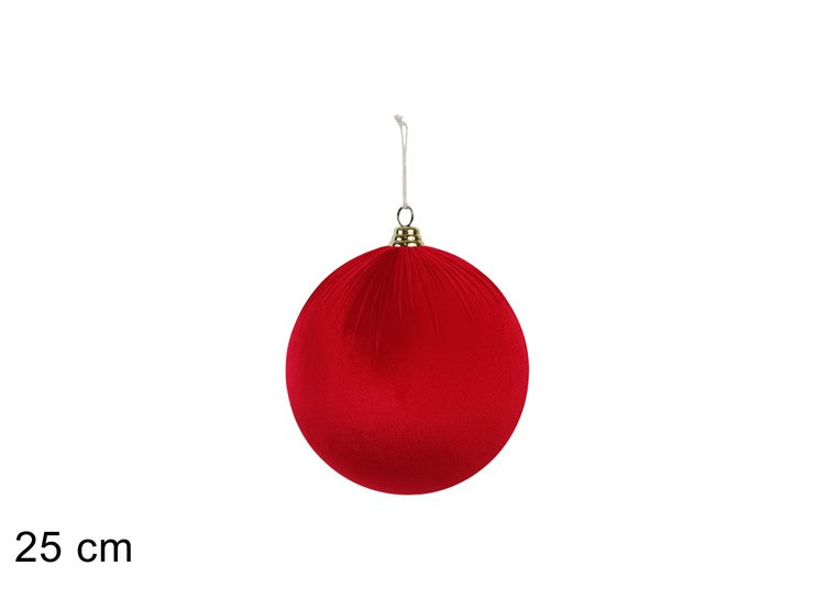 PALLA 25CM IN TESSUTO EFFETTO VELLUTO ROSSO