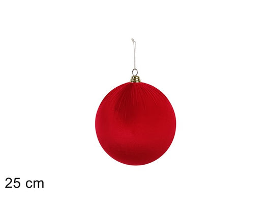 PALLA 25CM IN TESSUTO EFFETTO VELLUTO ROSSO