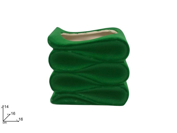 VASO CERAMICA EFFETTO FLOCCATO VERDE