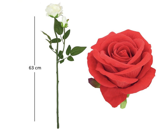 ROSA VELLUTO CON BUD H63CM - RED