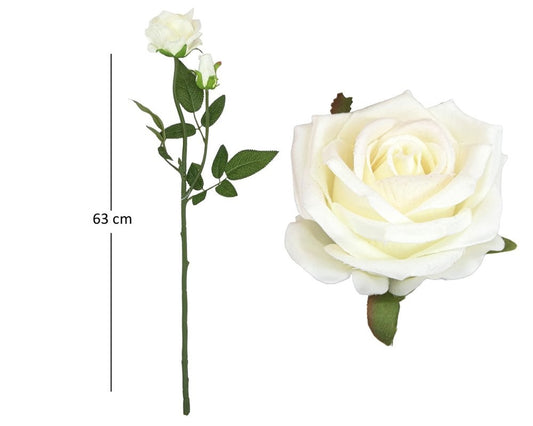 ROSA VELLUTO CON BUD H63CM - CREAM