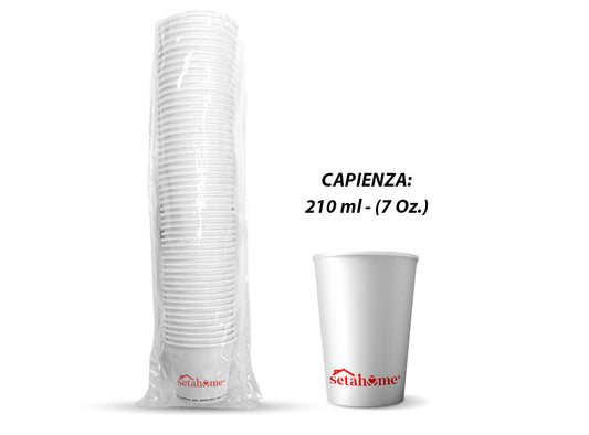 BICCHIERI CARTA 7 OZ CF.25PZ COL BIANCO