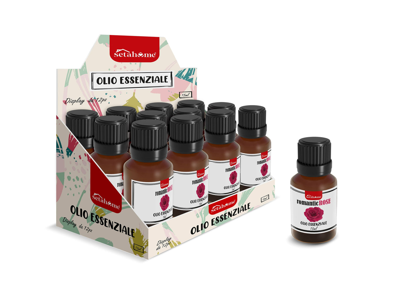OLIO ESSENZIALE 15ML ROSE CON DISPLAY