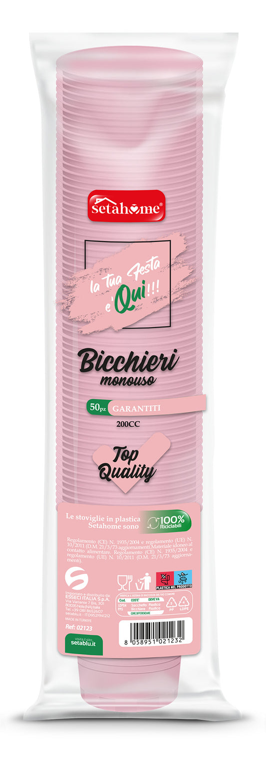 BICCHIERI MONOUSO ROSA 200CC CF 50PZ