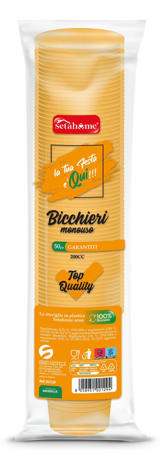 BICCHIERI MONOUSO ARANCIO 200CC CF 50PZ