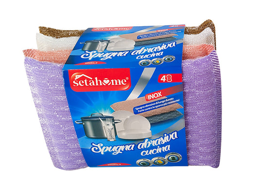 SPUGNA PIATTA CUCINA 4PZ COL VARI 13X9CM