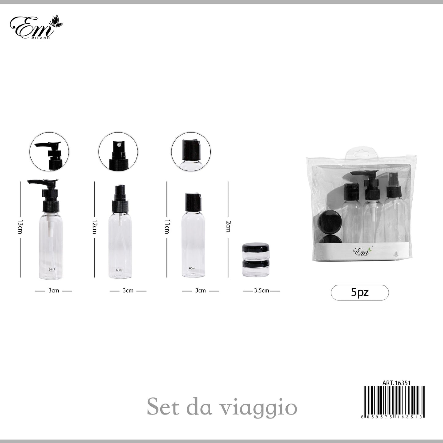 KIT DA VIAGGIO 5PZ