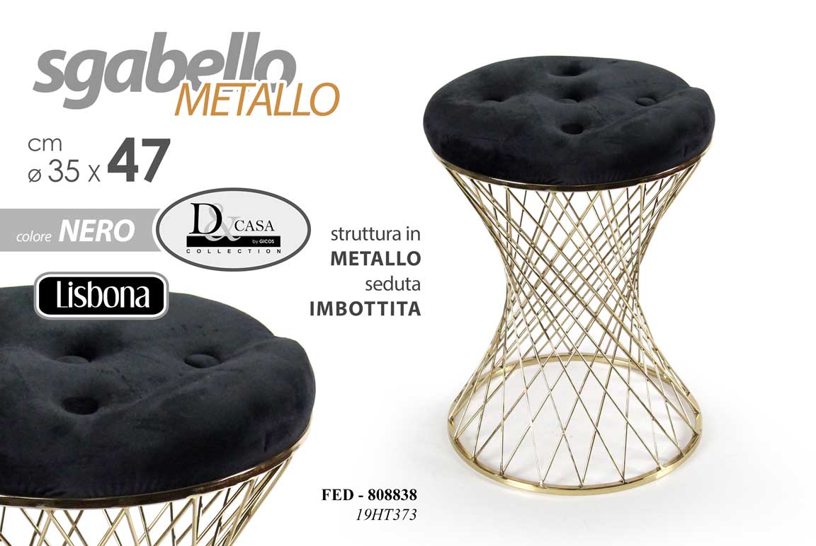 FED/SGABELLO NERO 35*35*47CM 19HT373