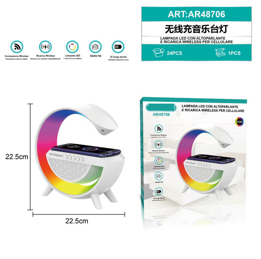 LAMPADA LED CON ALTOPARLANTE E RICARICA WIRELESS P