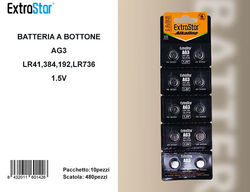 BATTERIA EXTRASTAR AG3 1PZ.