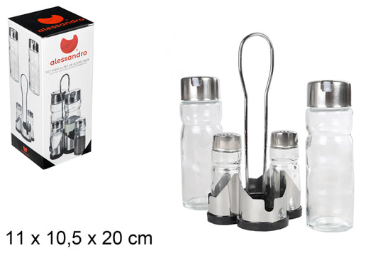 SET OLIERE IN VETRO E ACCIAIO INOX