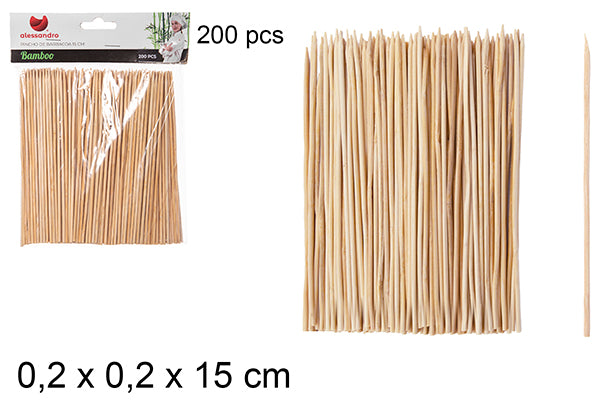 200 SPIEDINI PER BARBECUE IN BAMBU 15 CM