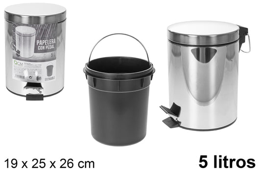 Pattumiera a pedale in acciaio inox 5 l.