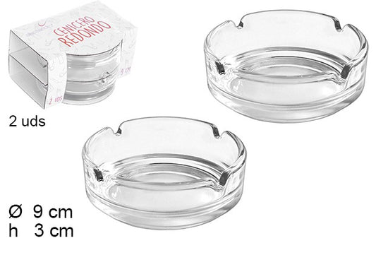 PACK 2 POSACENERE TONDI IN VETRO 9 CM
