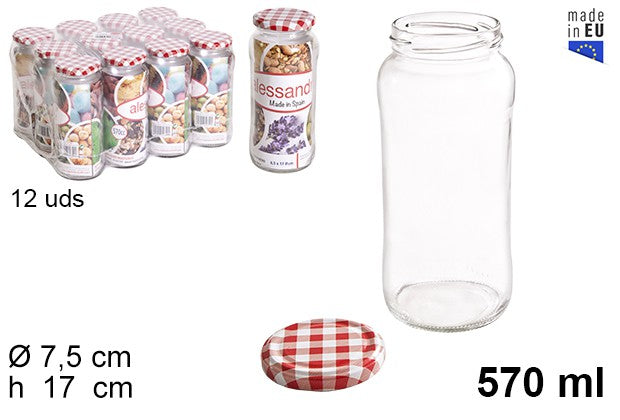BARATTOLO TONDO IN VETRO CON COPERCHIO VICHY 570 ML