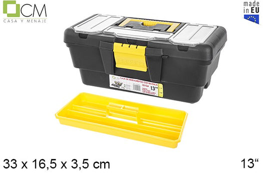 CASSETTA ATTREZZI IN PLASTICA CON VASSOIO 33 CM 13"
