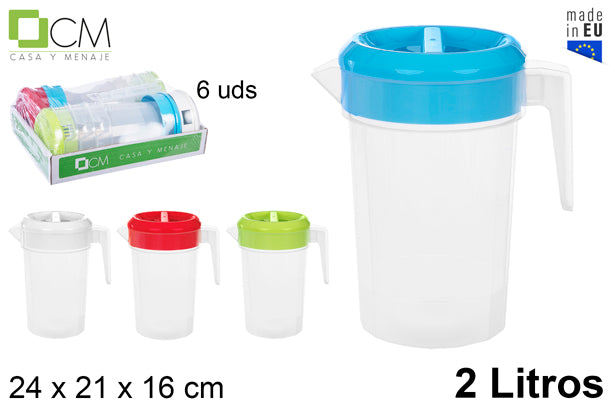 BROCCA TONDA IN PLASTICA COPERCHIO COLORI ASSORTITI 2 L.