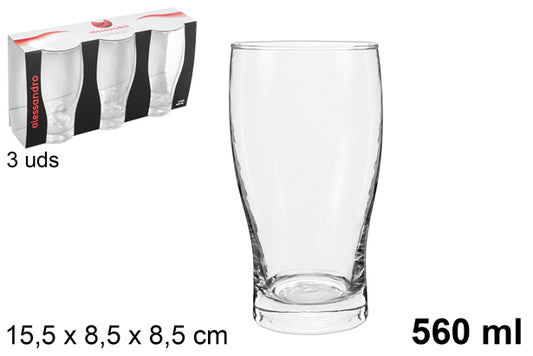 PACK 3 BICCHIERI DA BIRRA IN VETRO 560 ML
