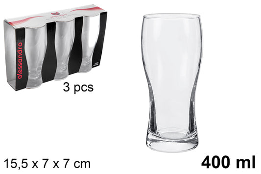 PACK 3 BICCHIERI DA BIRRA IN VETRO 400 ML