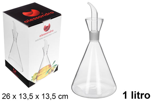 OLIERA IN VETRO CON DOSATORE ANTIGOCCIA 1 L.
