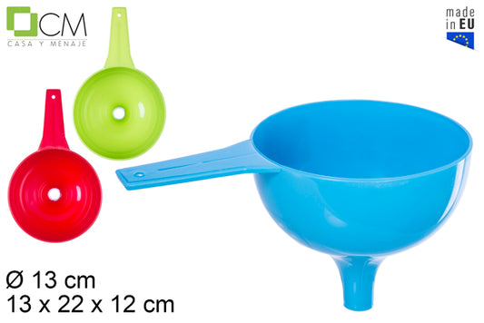 Imbuto in plastica con manico colori assortiti 13 cm